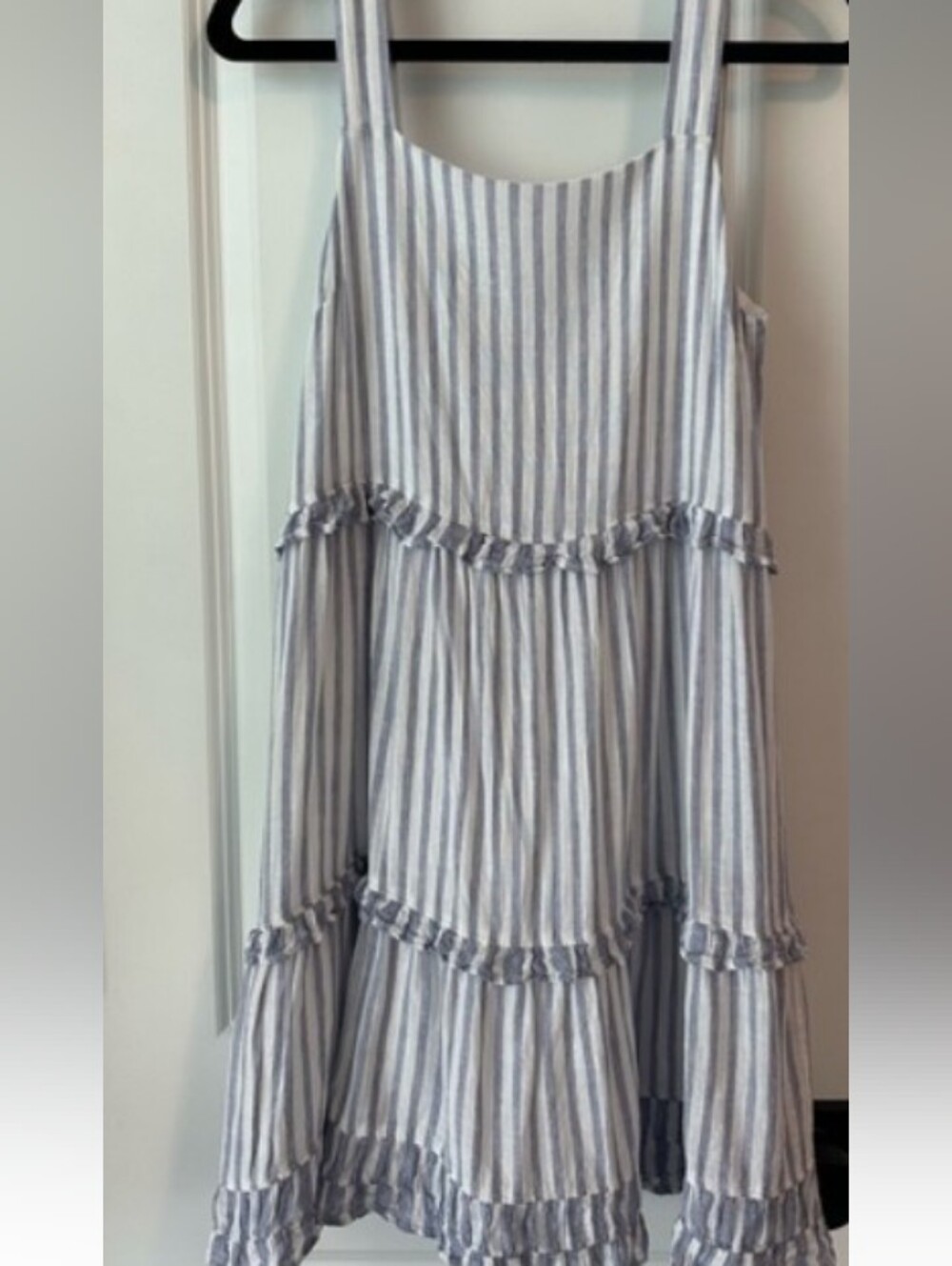 RAILS SANDY BLUE IRIS STRIPE TIERED MINI BEACH DRESS EUC S WHITE STRIPED Linen - Picture 3 of 3